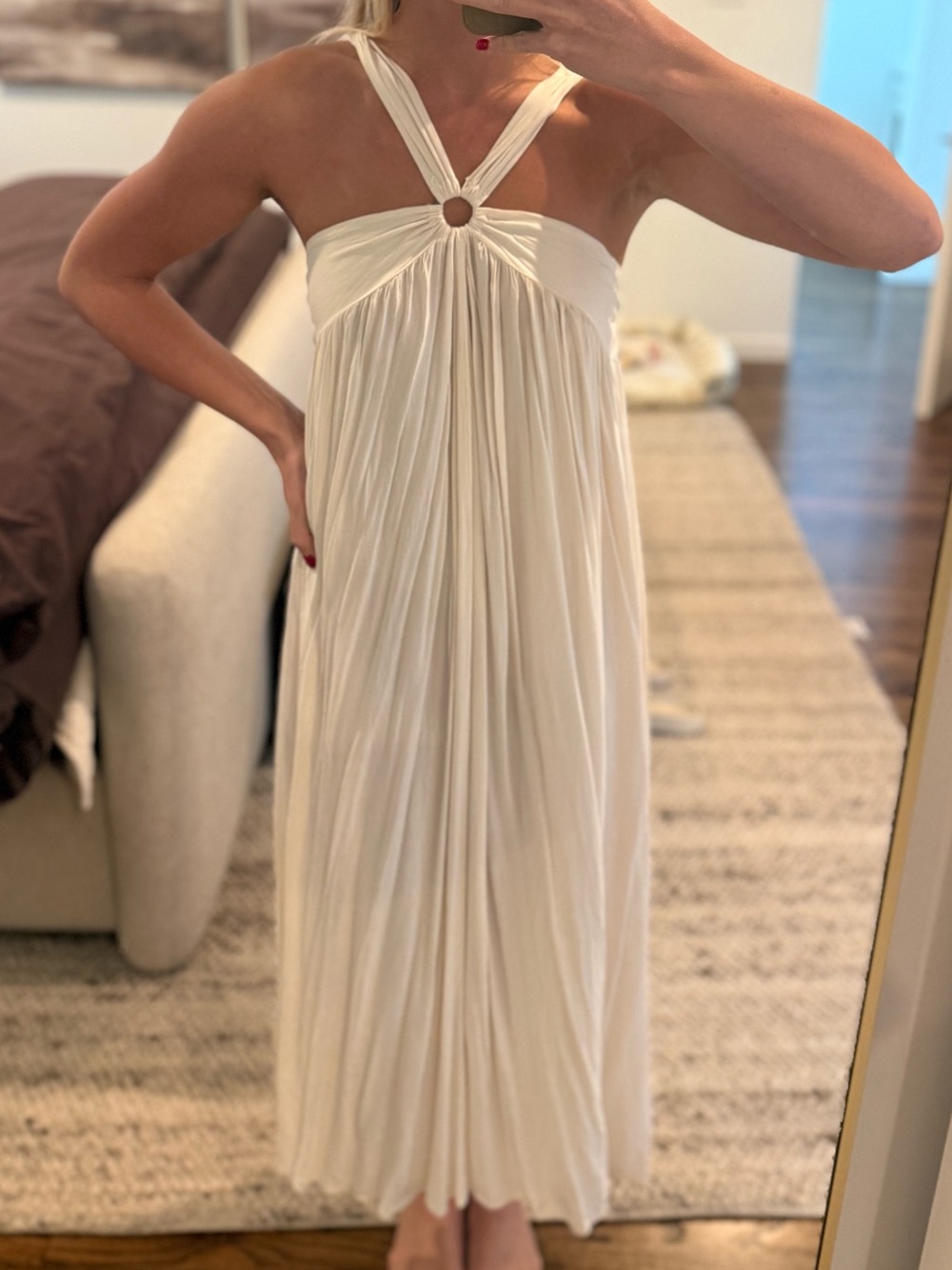 White Halter Maxi Dress with Ring Detail